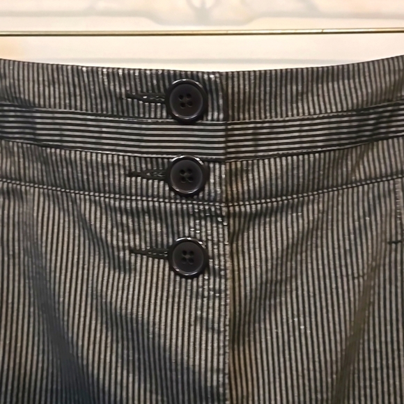 Talbots, Skirt, Sz 14, Black, Silver, Striped, Pockets, Buttons, Cotton, Linen - Picture 4 of 11
